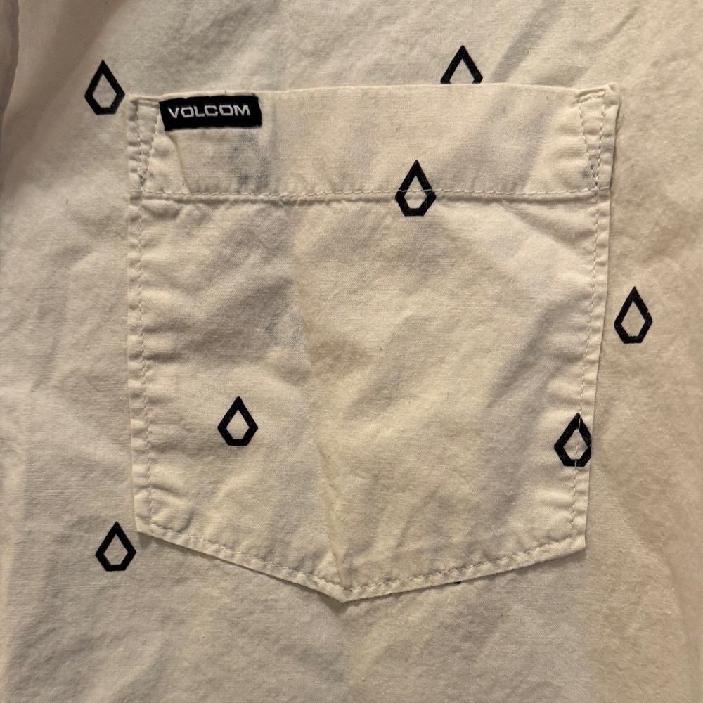 Volcom Off-White Patterned Button-Down Shirt - image 3